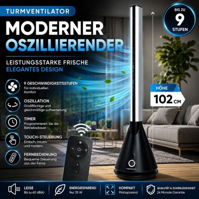 Moderner Turmventilator mit Oszillation