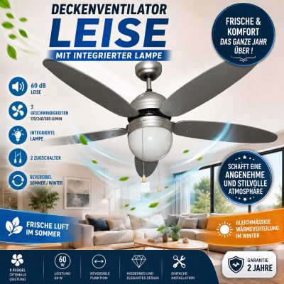 Leiser Deckenventilator mit integrierter Beleuchtung