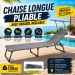 Chaise Longue Pliable avec Parasol Réglable