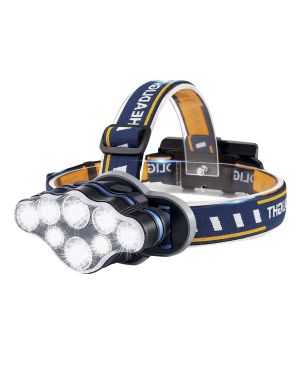 Wiederaufladbare Stirnlampe mit 8 LEDs und 500 m Leuchtweite