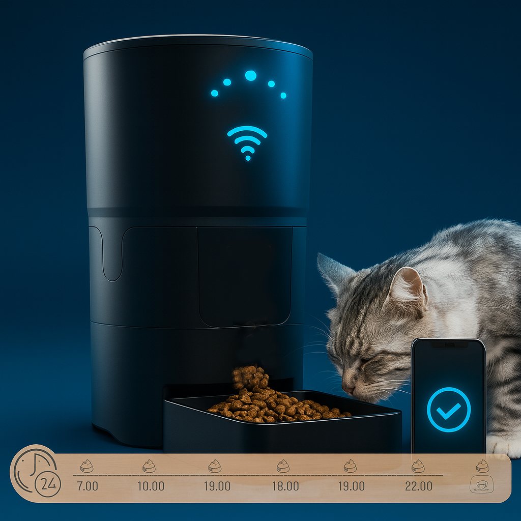 Automatischer Futterautomat für Haustiere mit WLAN – 6 Liter