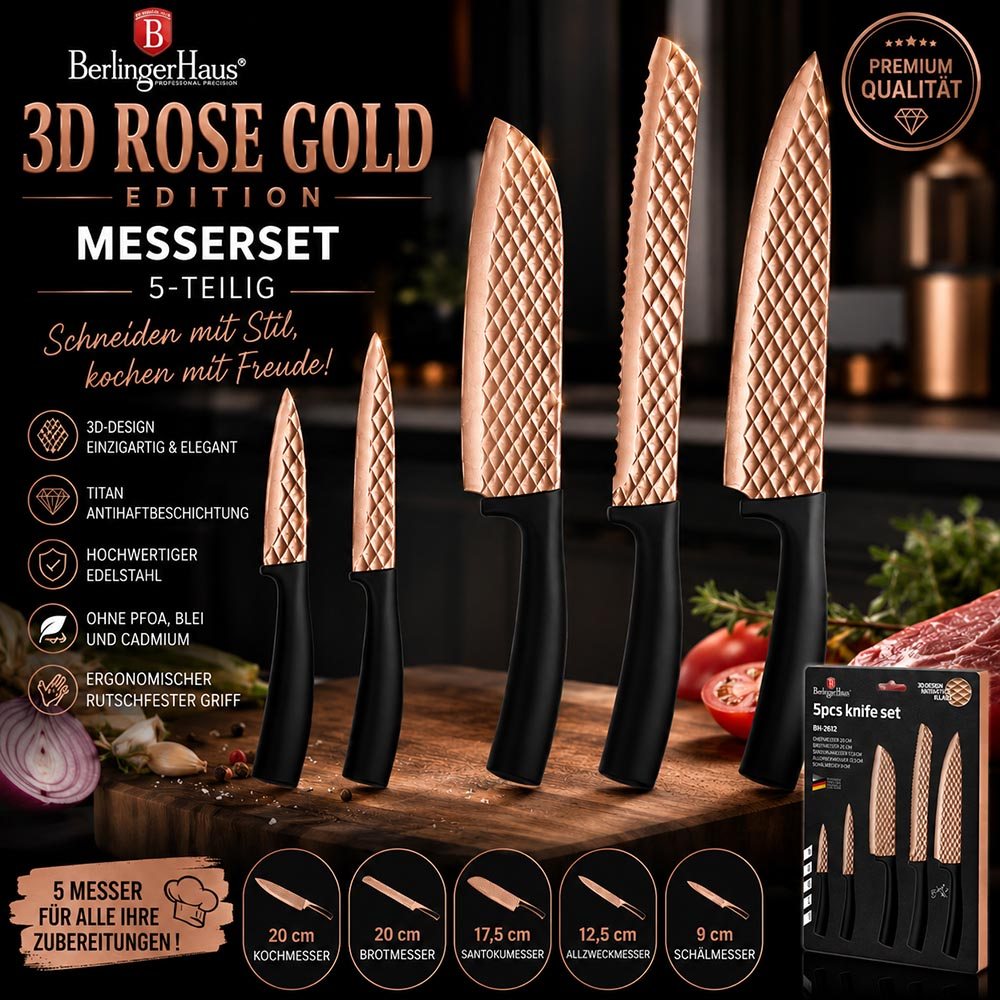 3D-Messerset Rose Gold Edition – 5-teilig