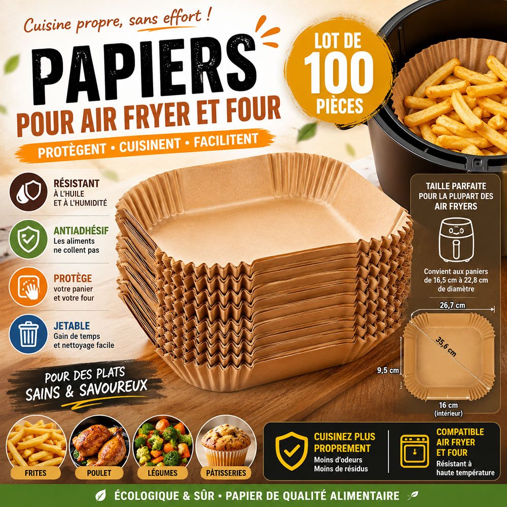 100er-Set Papierformen für Air Fryer und Backofen