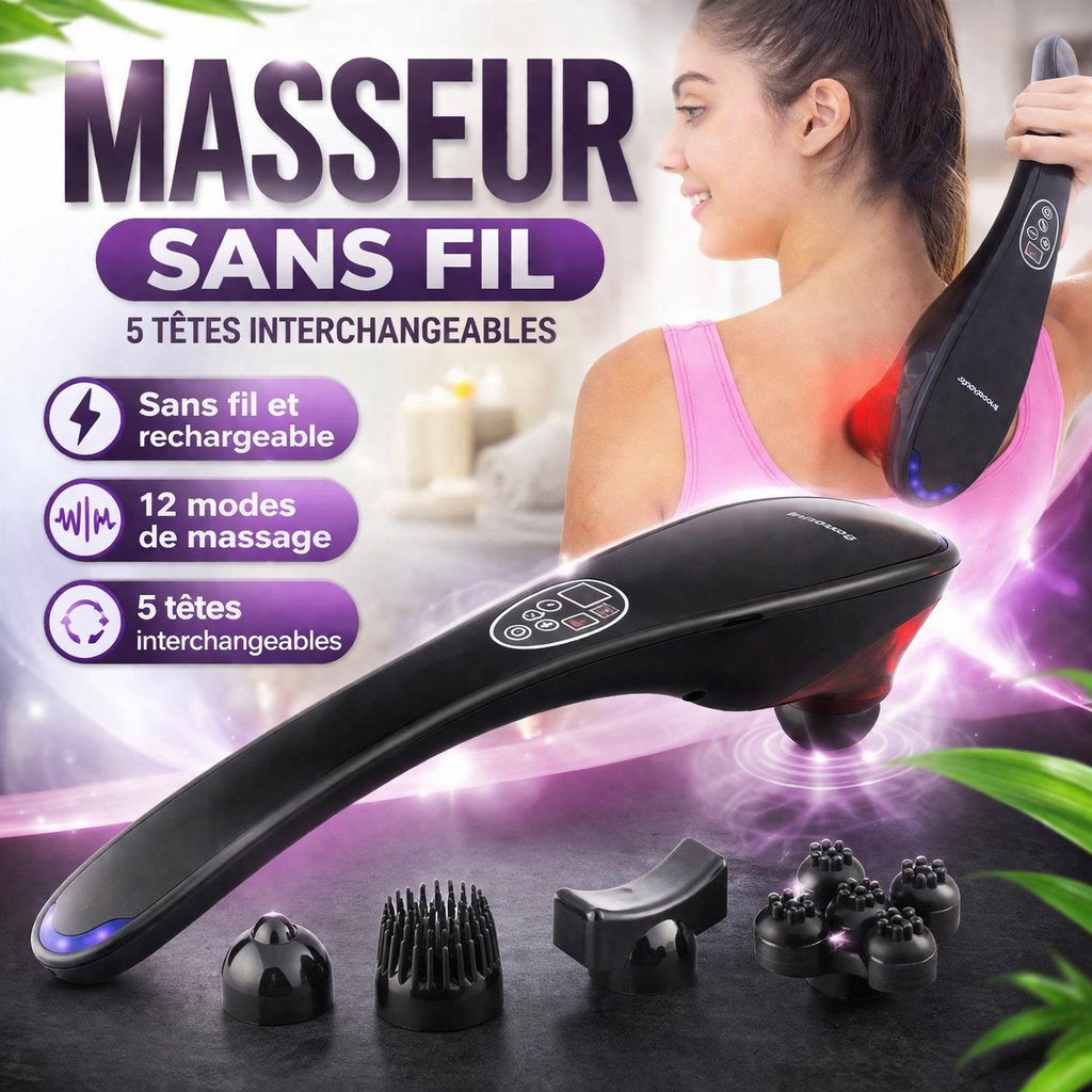 Kabelloses Massagegerät – 5 austauschbare Aufsätze