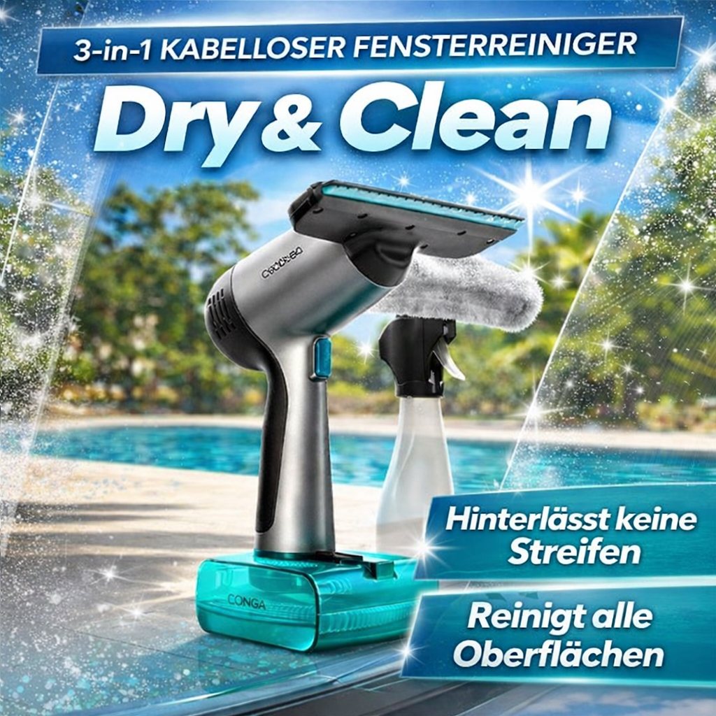 Kabelloser 3-in-1-Fensterreiniger Dry & Clean