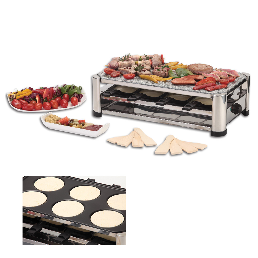 Raclettegerät 8 Personen 3 in 1 Ohmex