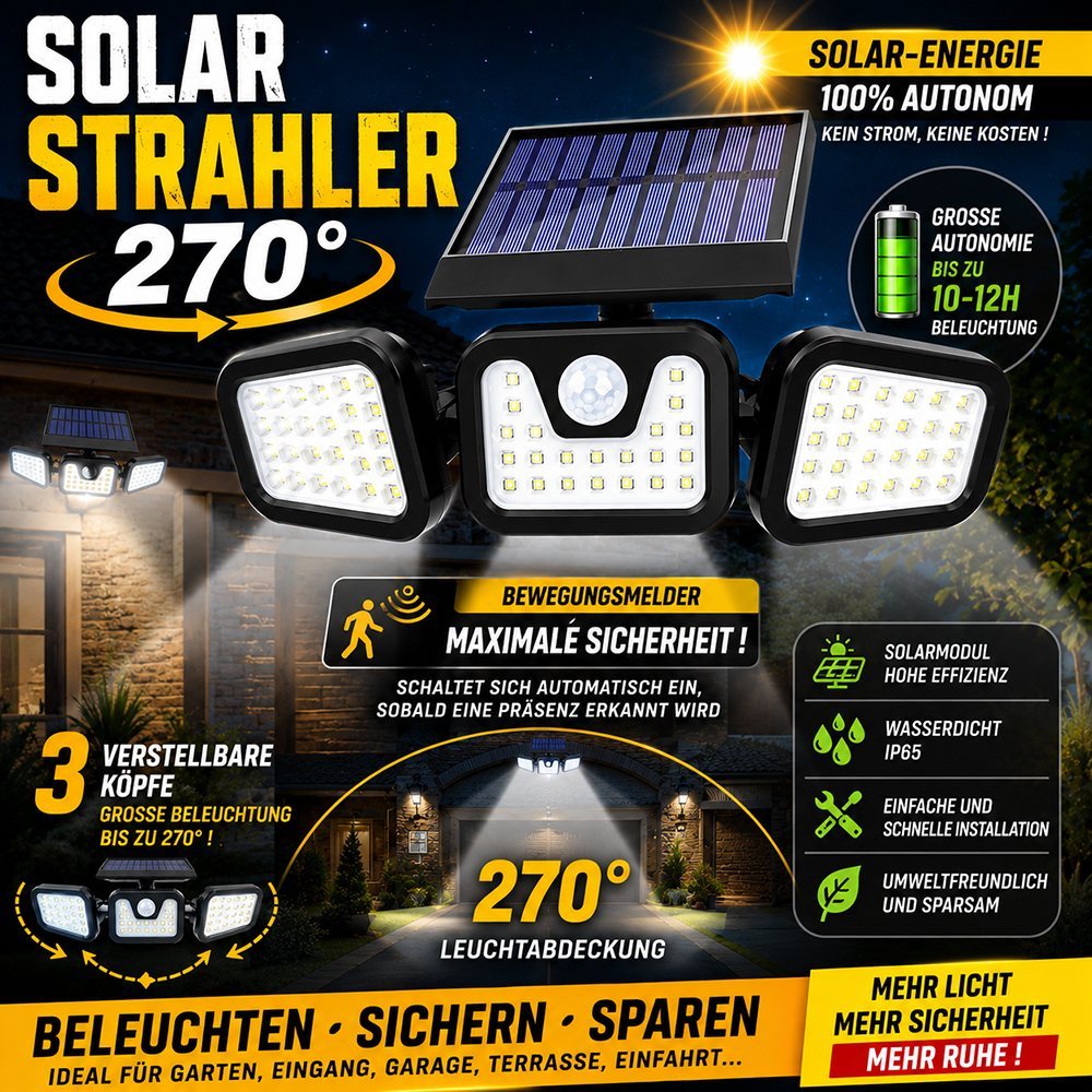 270°-Solarprojektor mit Bewegungssensor