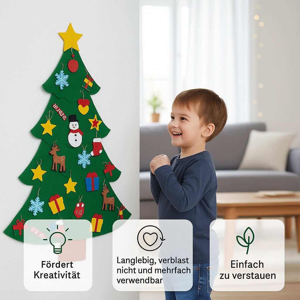 Filz-Weihnachtsbaum zum Schmücken 30 Stücke