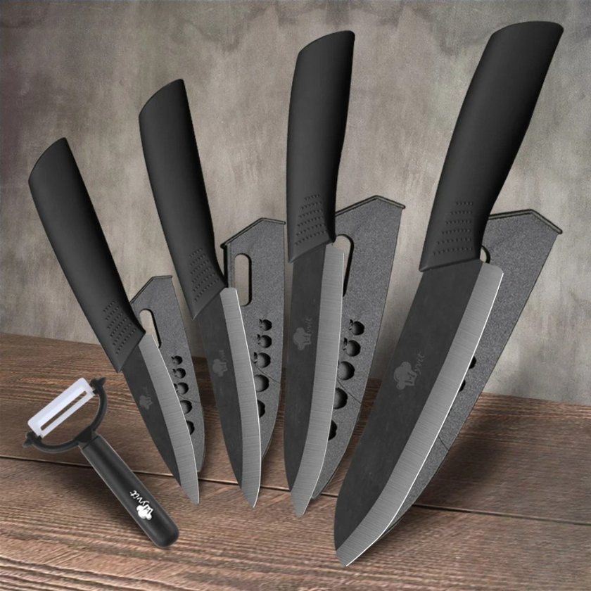 Set aus 4 Keramikmessern + Schäler