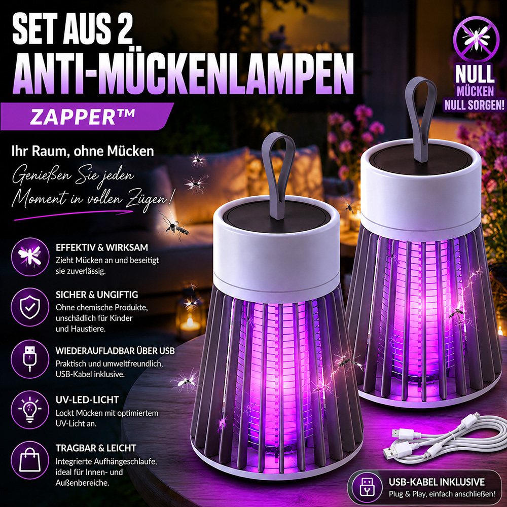 Set aus 2 Zapper™ Anti-Mücken-Lampen