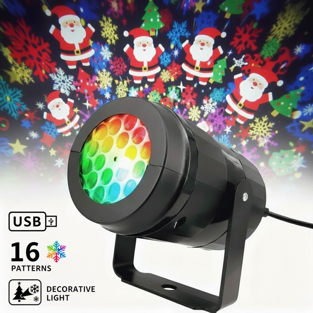 SnowGlow™ – Mini-Weihnachtsprojektor mit Laser, 16 Motive, für Innen- und Außenbereich