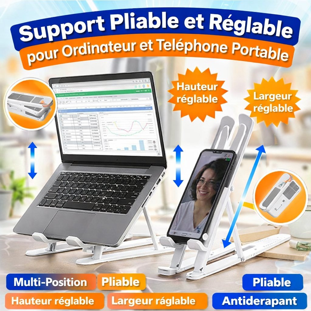 Zusammenklappbarer und verstellbarer Laptop-Ständer