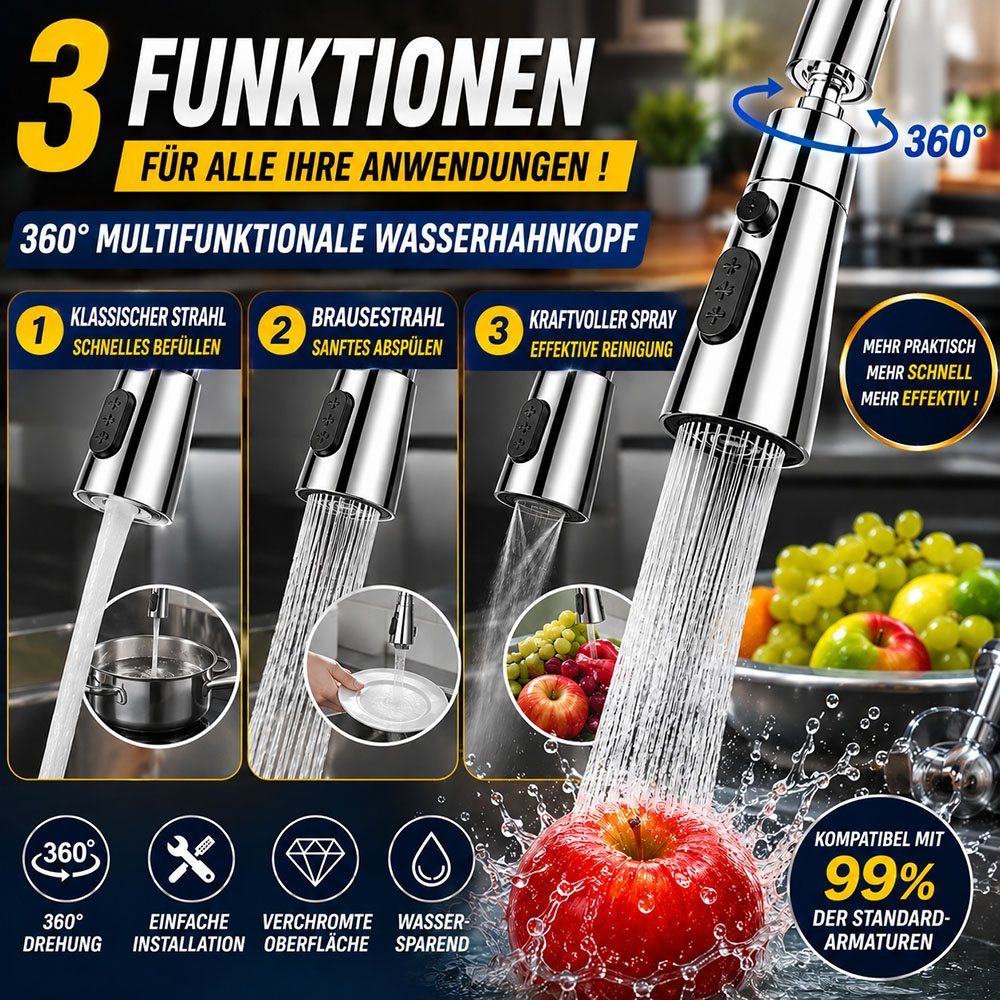 Küchenarmatur-Aufsatz mit 360°-Funktion