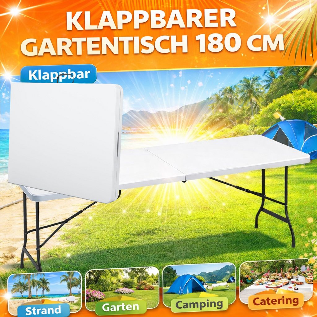 Klappbarer Gartentisch 180 cm