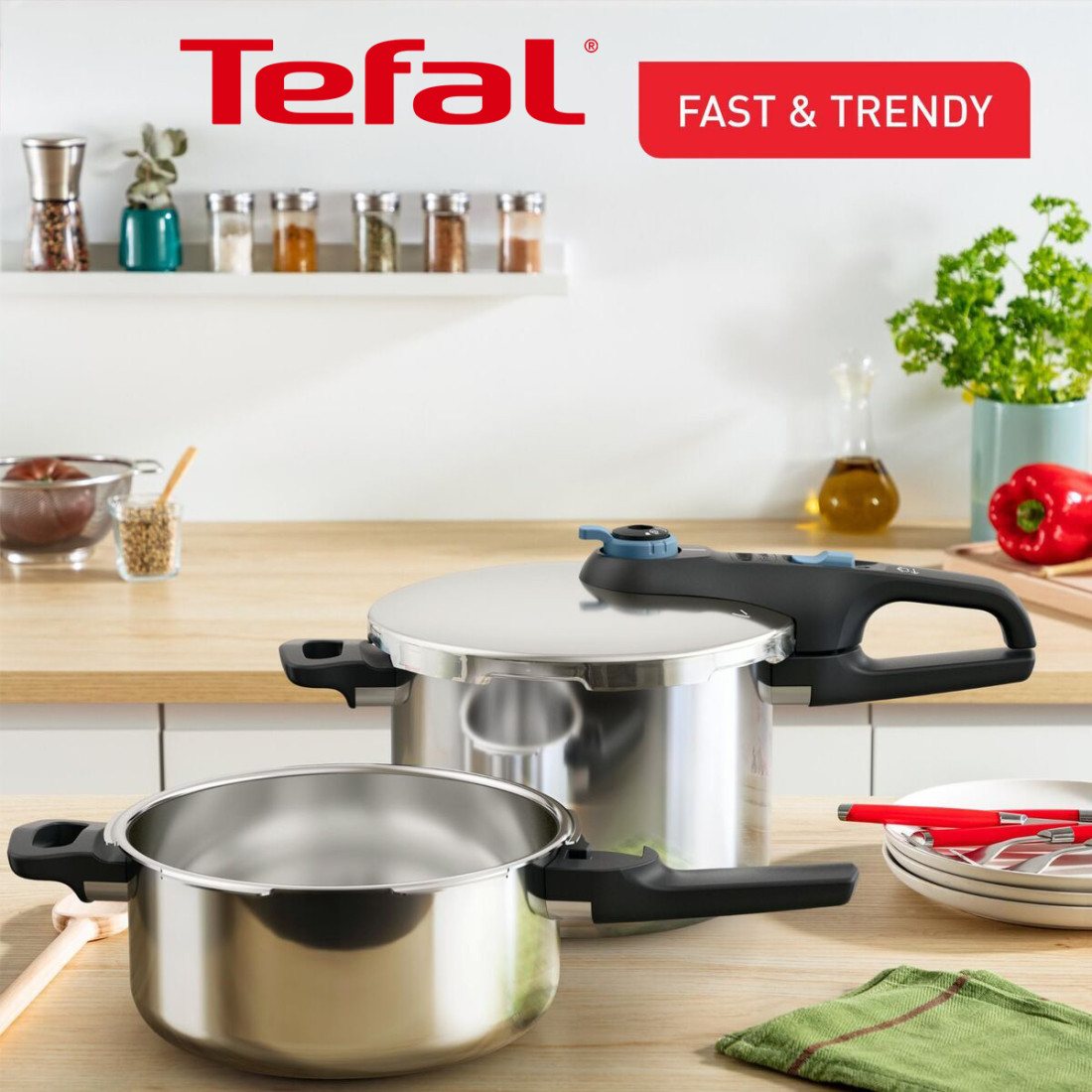 Tefal Secure Trendy 4L und 6L Schnellkochtopf-Set