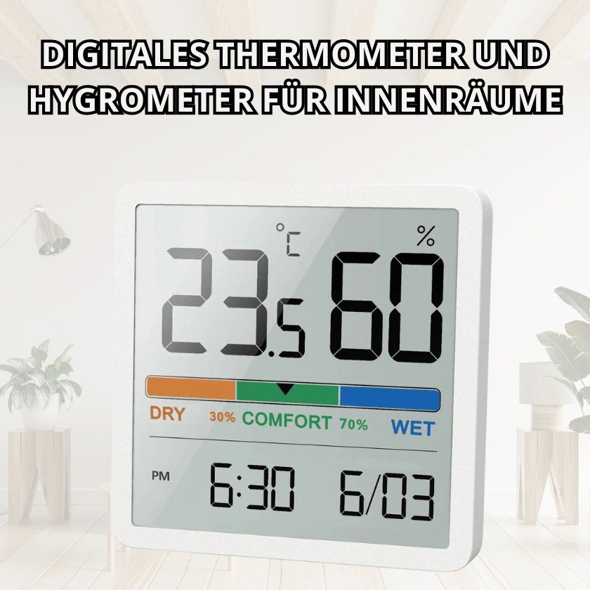Digitales Thermometer und Hygrometer für Innenräume
