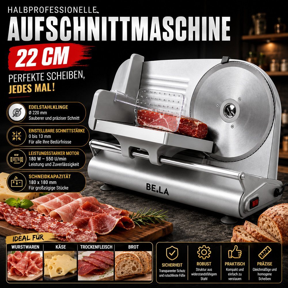 Halbprofessionelle Aufschnittmaschine 22 cm