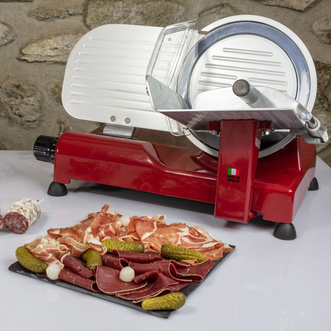 Professionelle italienische Aufschnittmaschine LUSSO Ø23 cm