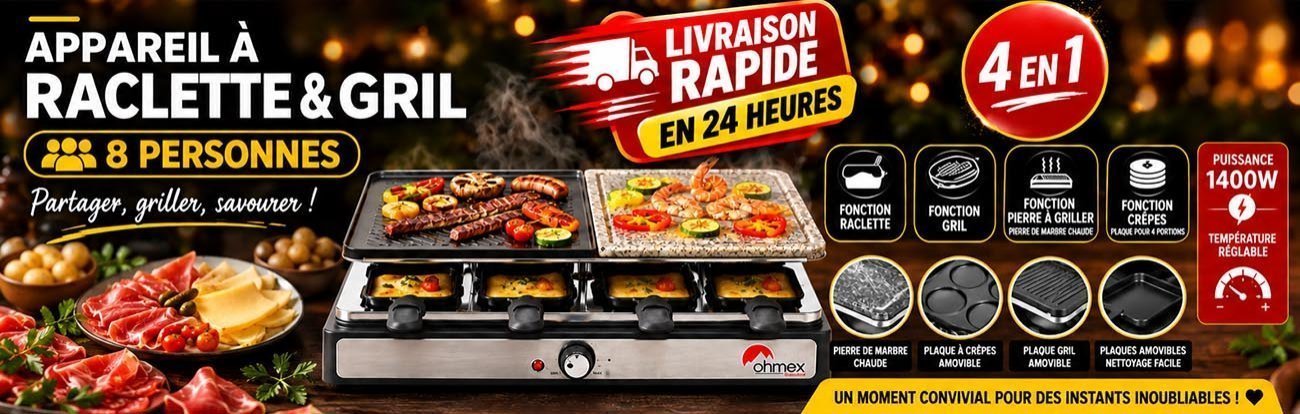 Appareil à Raclette & Gril 8 personnes