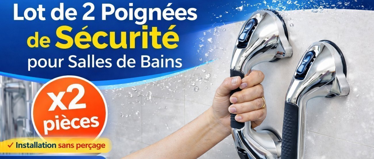 Lot de 2 Poignées de Sécurité pour Salles de Bains