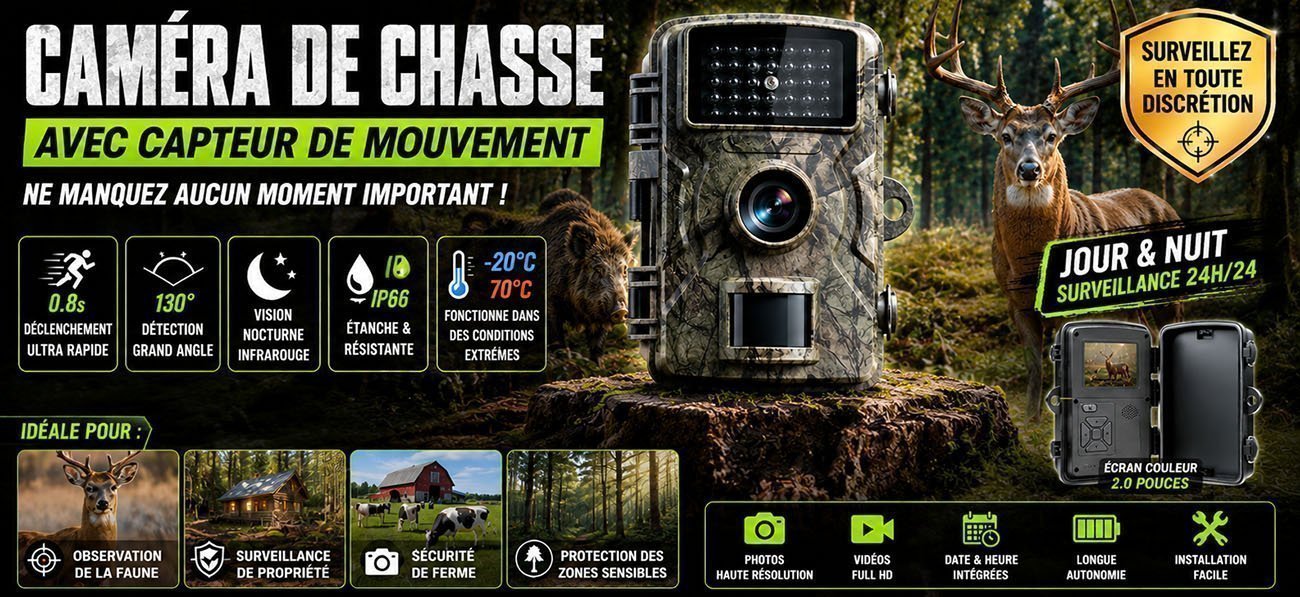 Caméra de Chasse avec Capteur de Mouvement