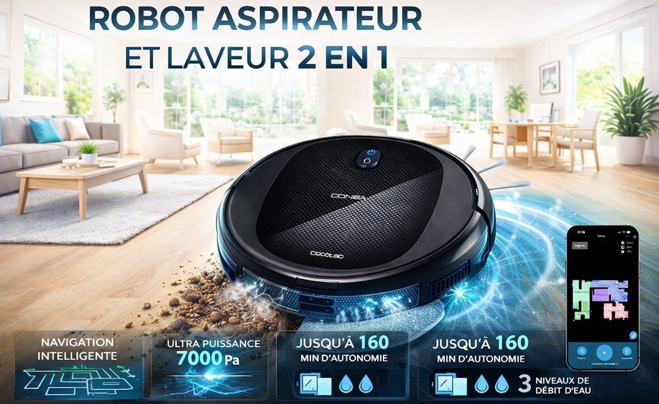 Robot aspirateur et laveur 2 en 1