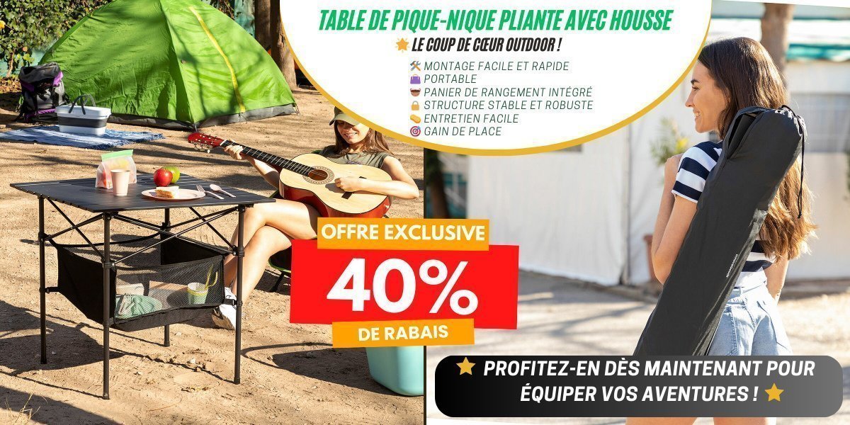 Table de Pique-nique Pliante avec Housse